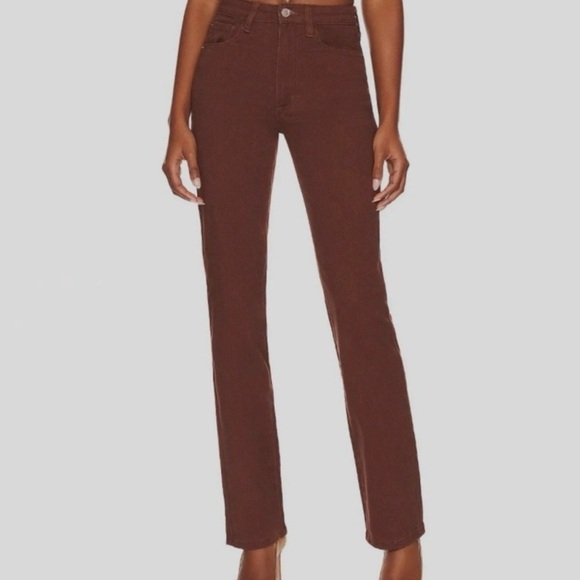 NWT Revolve WeWoreWhat Icon Stretch Twill Denim Jean Brown Cacao Size 24 - Picture 1 of 3